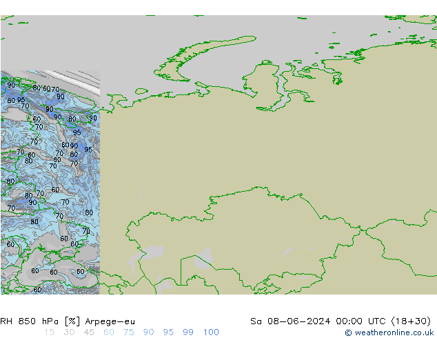 RV 850 hPa Arpege-eu za 08.06.2024 00 UTC