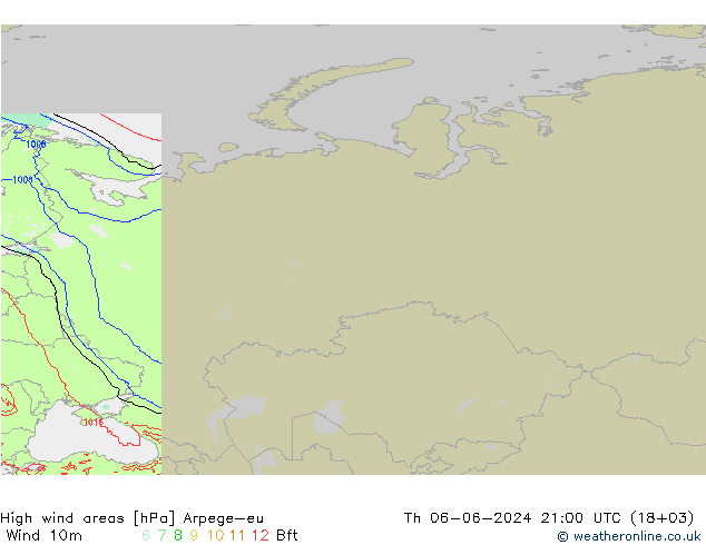 Windvelden Arpege-eu do 06.06.2024 21 UTC