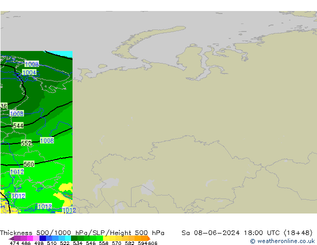 Thck 500-1000hPa Arpege-eu sab 08.06.2024 18 UTC