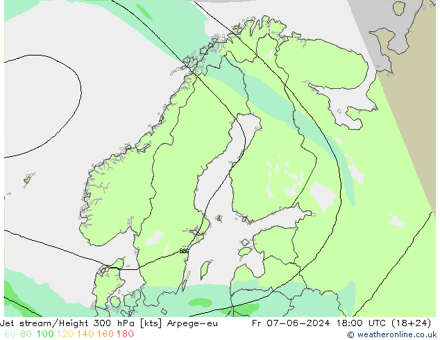 Jet stream Arpege-eu Sex 07.06.2024 18 UTC