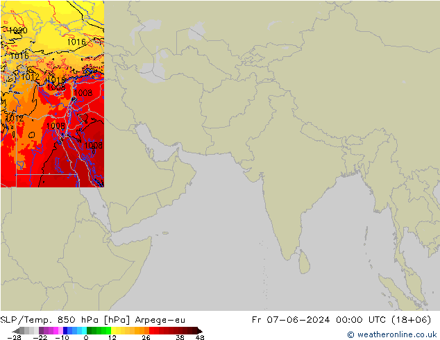 SLP/Temp. 850 hPa Arpege-eu 星期五 07.06.2024 00 UTC