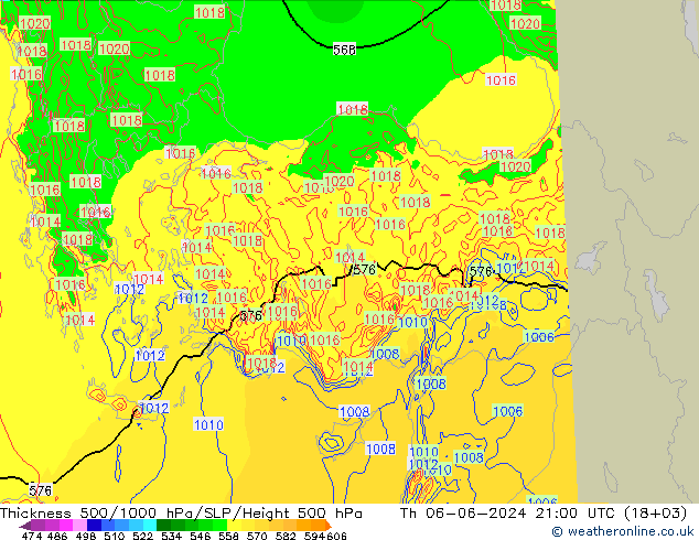 Thck 500-1000hPa Arpege-eu czw. 06.06.2024 21 UTC