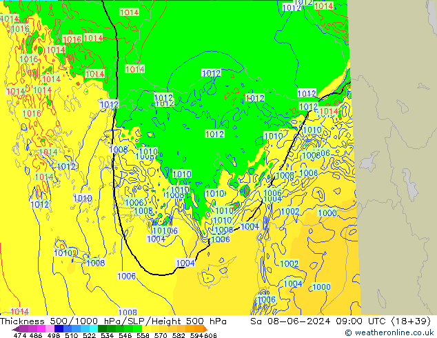 Thck 500-1000hPa Arpege-eu Sáb 08.06.2024 09 UTC