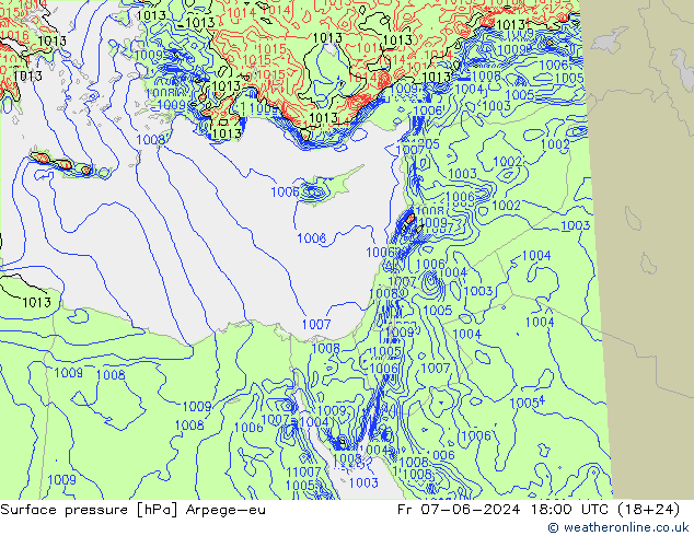 Luchtdruk (Grond) Arpege-eu vr 07.06.2024 18 UTC