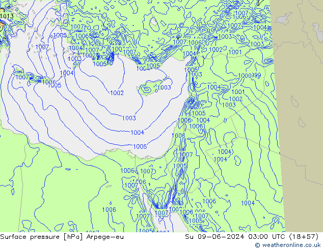 Luchtdruk (Grond) Arpege-eu zo 09.06.2024 03 UTC