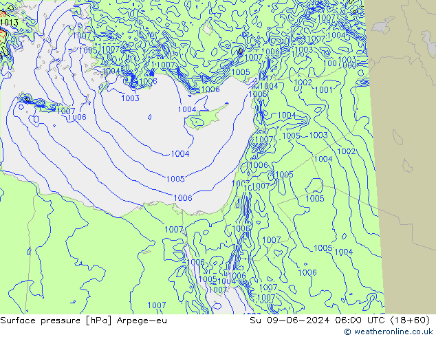 Surface pressure Arpege-eu Su 09.06.2024 06 UTC