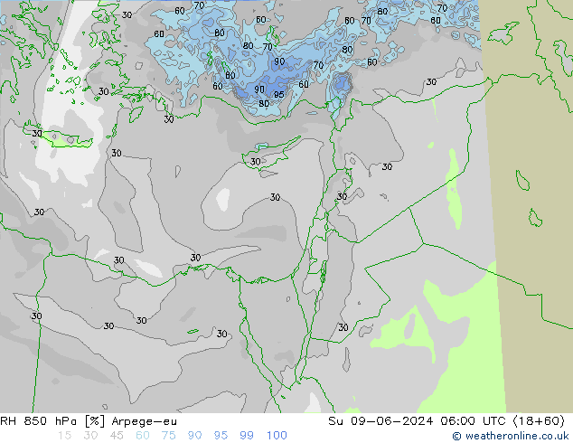 RV 850 hPa Arpege-eu zo 09.06.2024 06 UTC