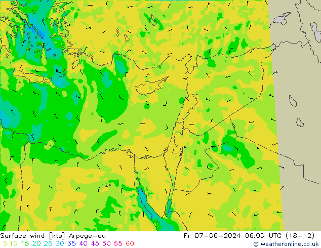 ветер 10 m Arpege-eu пт 07.06.2024 06 UTC