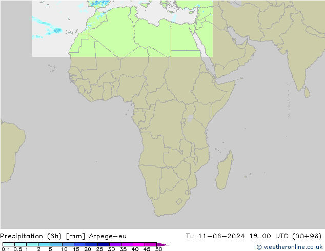 Precipitación (6h) Arpege-eu mar 11.06.2024 00 UTC