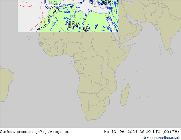 Yer basıncı Arpege-eu Pzt 10.06.2024 06 UTC