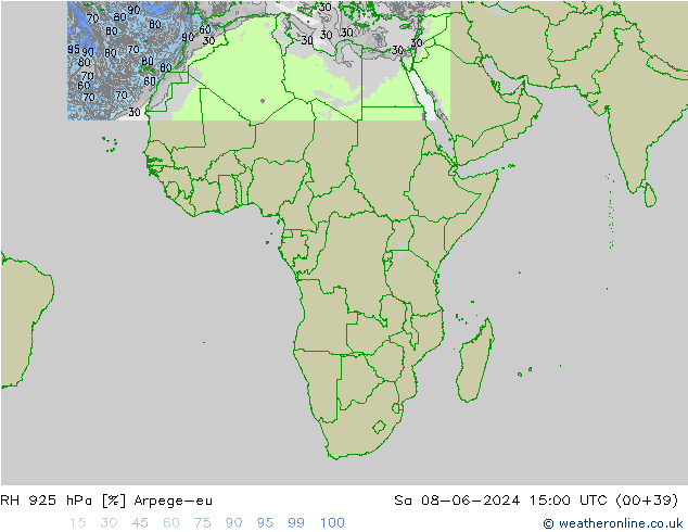 RH 925 hPa Arpege-eu  08.06.2024 15 UTC