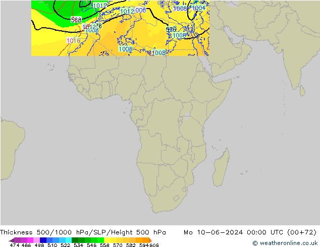 Schichtdicke 500-1000 hPa Arpege-eu Mo 10.06.2024 00 UTC