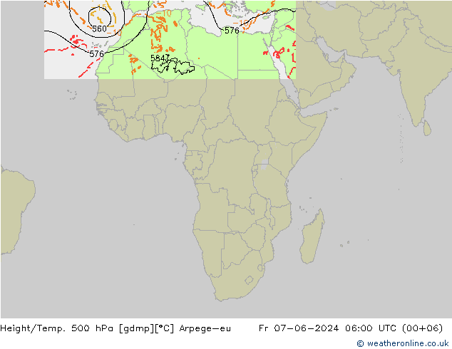 Height/Temp. 500 hPa Arpege-eu pt. 07.06.2024 06 UTC