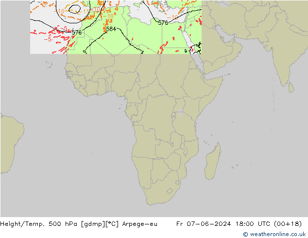 Height/Temp. 500 hPa Arpege-eu Fr 07.06.2024 18 UTC