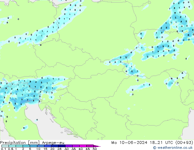 Precipitation Arpege-eu Mo 10.06.2024 21 UTC