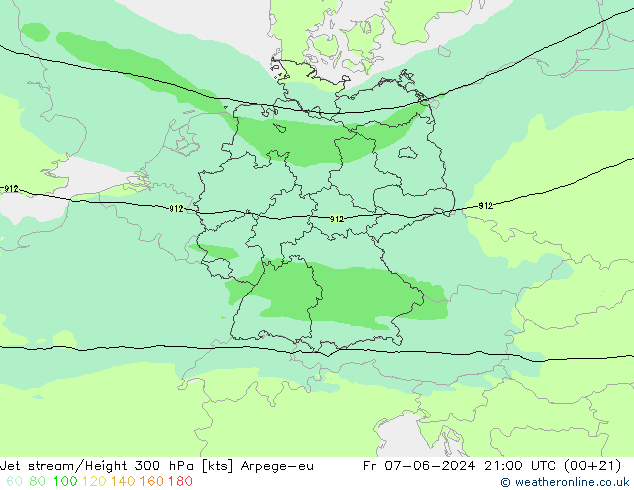 Jet stream Arpege-eu Sex 07.06.2024 21 UTC