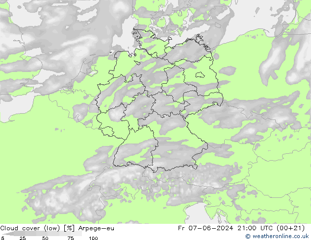 zachmurzenie (niskie) Arpege-eu pt. 07.06.2024 21 UTC