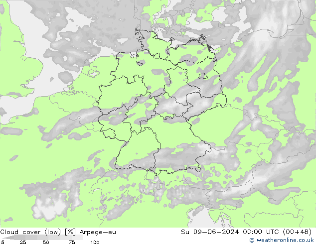 Wolken (tief) Arpege-eu So 09.06.2024 00 UTC