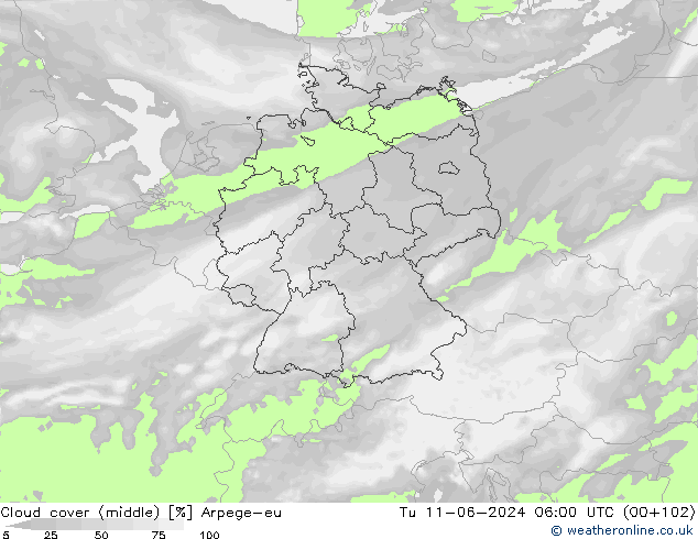 Bulutlar (orta) Arpege-eu Sa 11.06.2024 06 UTC