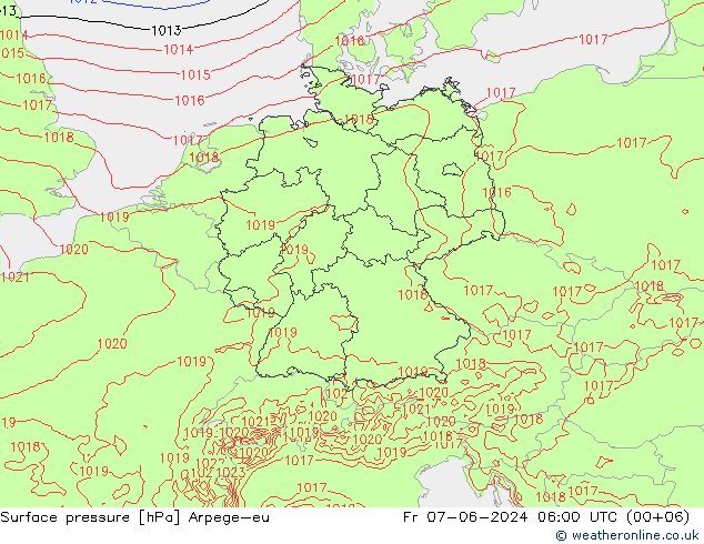 Surface pressure Arpege-eu Fr 07.06.2024 06 UTC