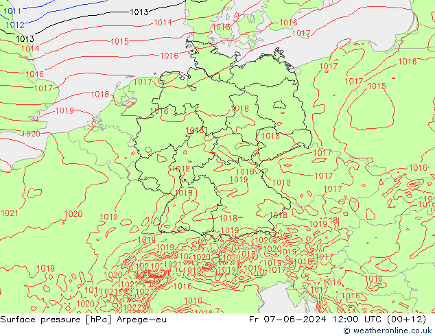 приземное давление Arpege-eu пт 07.06.2024 12 UTC