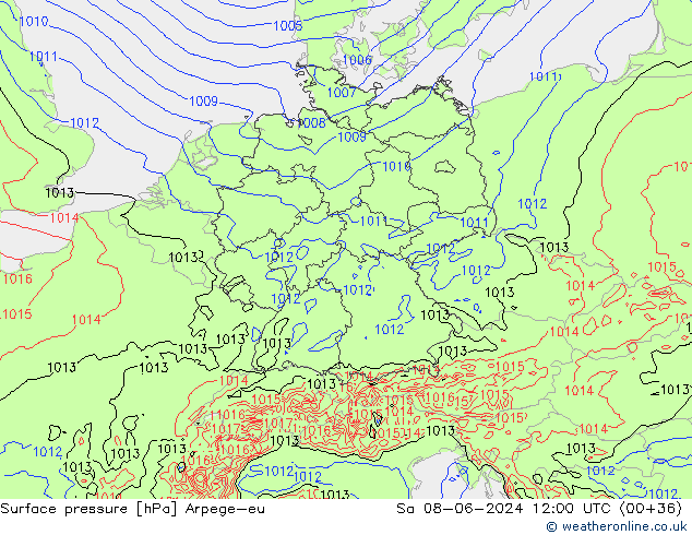 приземное давление Arpege-eu сб 08.06.2024 12 UTC