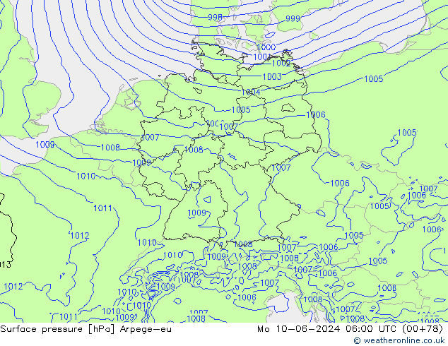 Luchtdruk (Grond) Arpege-eu ma 10.06.2024 06 UTC