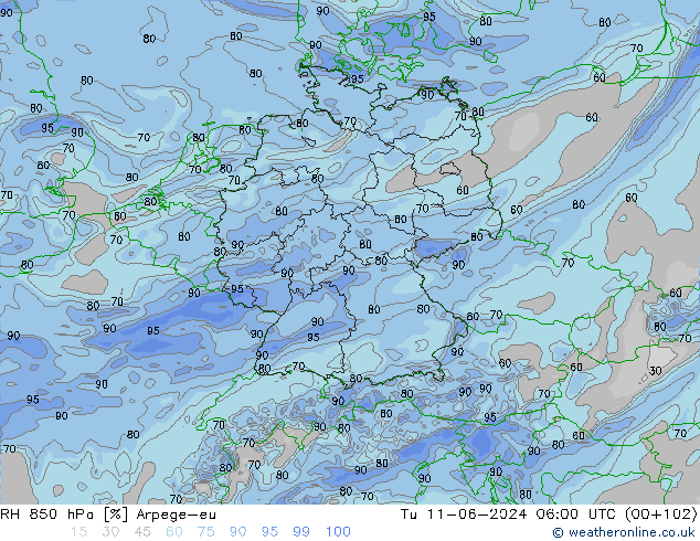 RV 850 hPa Arpege-eu di 11.06.2024 06 UTC