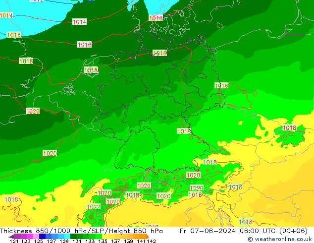 Thck 850-1000 hPa Arpege-eu Pá 07.06.2024 06 UTC