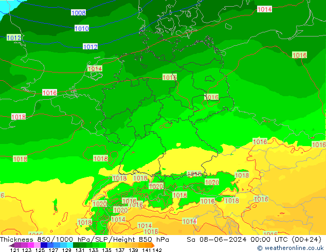 Thck 850-1000 hPa Arpege-eu sab 08.06.2024 00 UTC