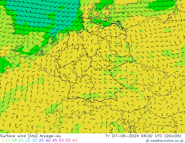 Surface wind Arpege-eu Pá 07.06.2024 06 UTC