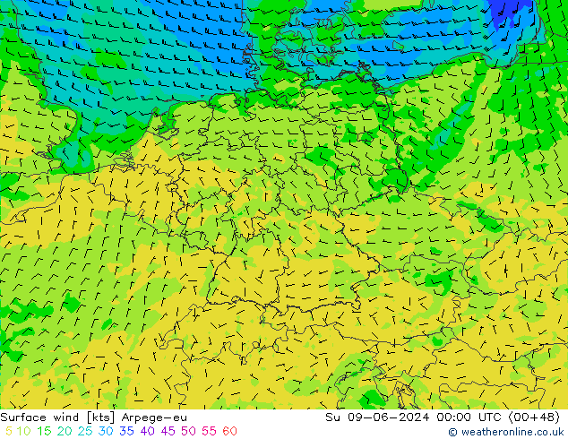 Bodenwind Arpege-eu So 09.06.2024 00 UTC