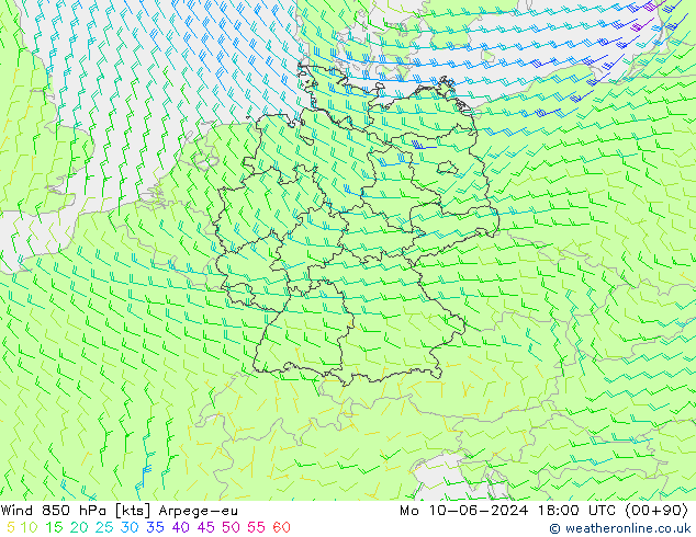 Viento 850 hPa Arpege-eu lun 10.06.2024 18 UTC