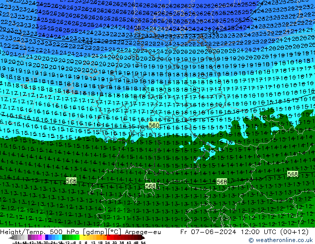 Hoogte/Temp. 500 hPa Arpege-eu vr 07.06.2024 12 UTC