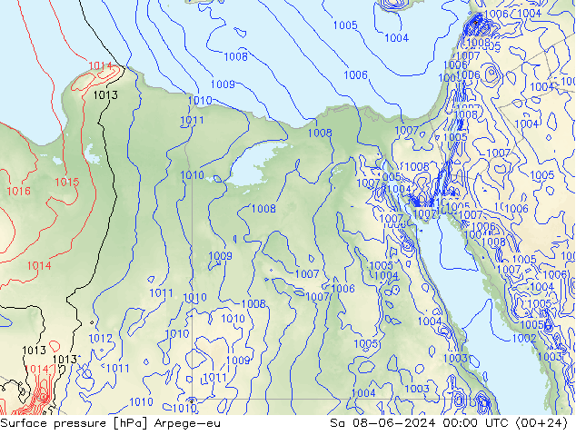 Surface pressure Arpege-eu Sa 08.06.2024 00 UTC