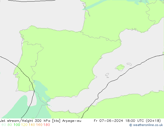 Corriente en chorro Arpege-eu vie 07.06.2024 18 UTC