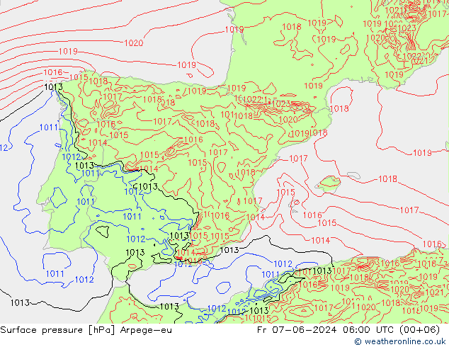 Surface pressure Arpege-eu Fr 07.06.2024 06 UTC