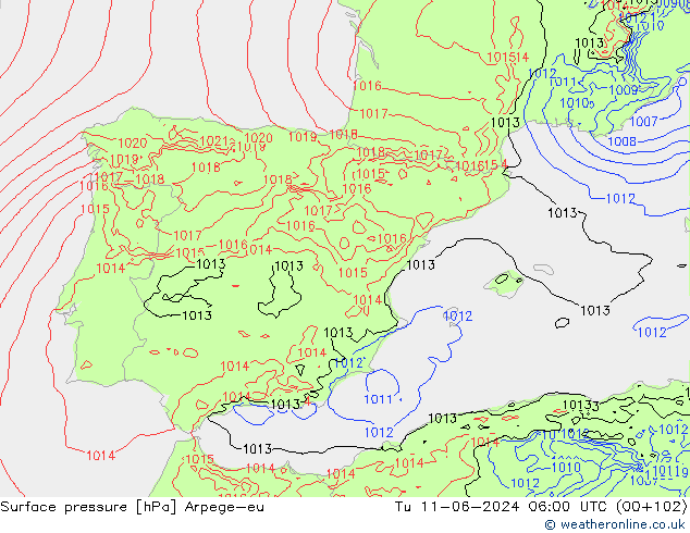 pression de l'air Arpege-eu mar 11.06.2024 06 UTC