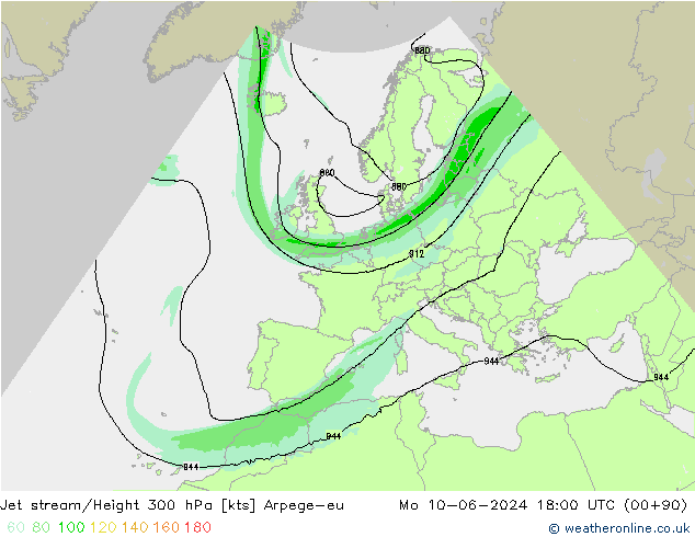 Jet Akımları Arpege-eu Pzt 10.06.2024 18 UTC