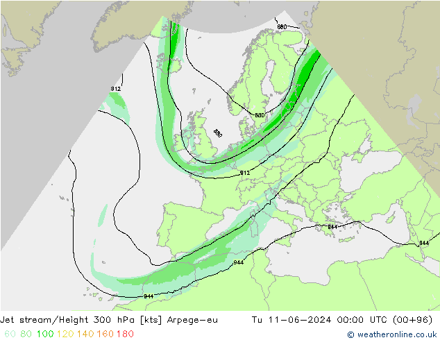 Jet Akımları Arpege-eu Sa 11.06.2024 00 UTC