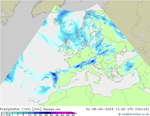 Nied. akkumuliert (12Std) Arpege-eu Sa 08.06.2024 00 UTC