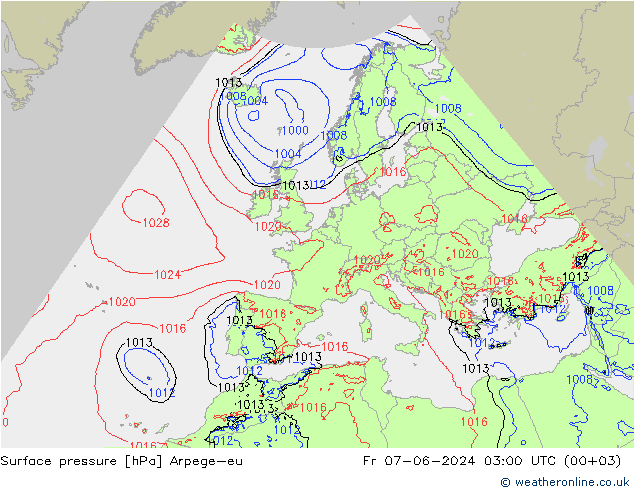 Bodendruck Arpege-eu Fr 07.06.2024 03 UTC