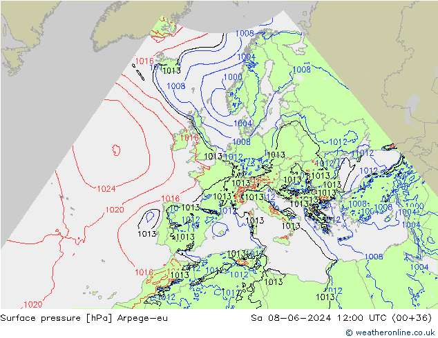 pressão do solo Arpege-eu Sáb 08.06.2024 12 UTC