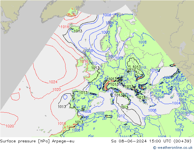 Luchtdruk (Grond) Arpege-eu za 08.06.2024 15 UTC