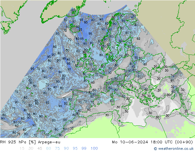 RV 925 hPa Arpege-eu ma 10.06.2024 18 UTC