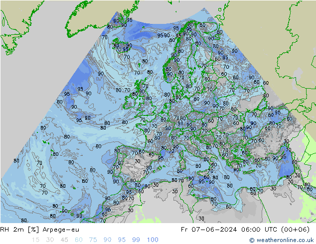 RH 2m Arpege-eu Fr 07.06.2024 06 UTC