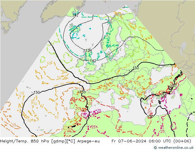 Height/Temp. 850 hPa Arpege-eu Fr 07.06.2024 06 UTC