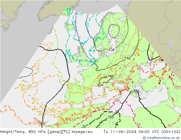 Height/Temp. 850 hPa Arpege-eu Ter 11.06.2024 06 UTC