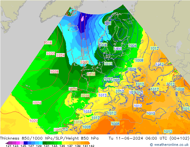 Thck 850-1000 hPa Arpege-eu Ter 11.06.2024 06 UTC