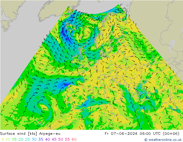 风 10 米 Arpege-eu 星期五 07.06.2024 06 UTC